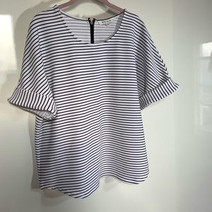 Striped top with back zipper